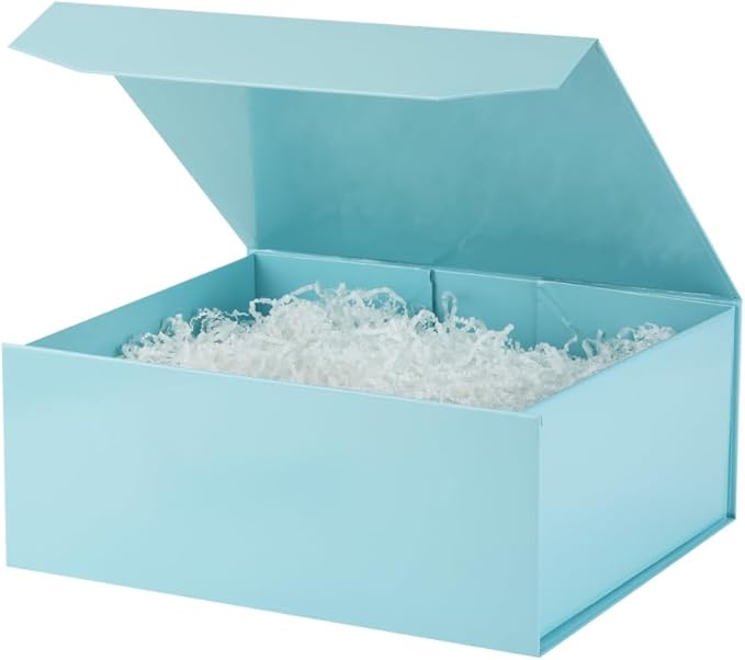 6 Pcs Blue Gift Boxes Large 13x11x5.3 Inch Magnetic Gift Boxes with Crinkle Paper for Presents