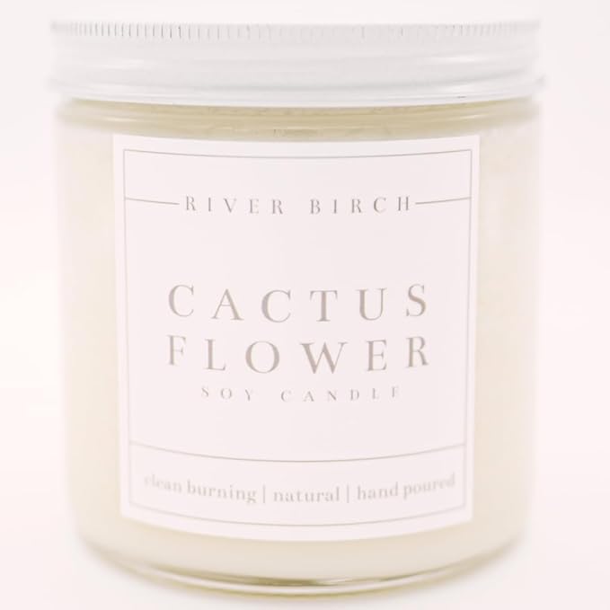 River Birch Candles Cactus Flower Scented Candle | Premium, All-Natural, Non-Toxic, Soy Candles | 16oz 90 Hr Burn Time | Cozy Relaxing Gifts for Home