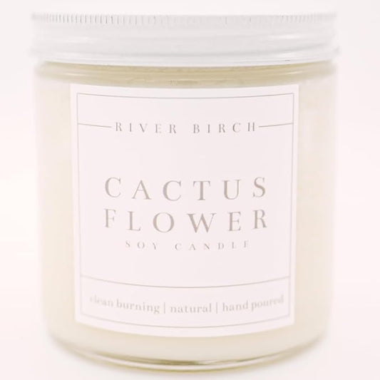 River Birch Candles Cactus Flower Scented Candle | Premium, All-Natural, Non-Toxic, Soy Candles | 16oz 90 Hr Burn Time | Cozy Relaxing Gifts for Home