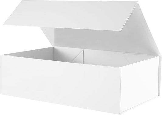 Large Gift Box with Lid 13.5x9x4.1 Inches, White Bridesmaid Proposal Gift Box with Magnetic Closure for All Occasion (Matte White)