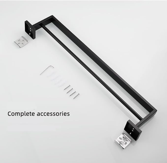 SUYA 24 Inch Double Towel Bar for Bathroom Wall, SUS304 Stainless Steel Towel Rack for Bathroom & Kitchen,Modern Bathroom Towel Hanger for Home Decor,2-Tier Wall Mounted Towel Rod in Matte Black