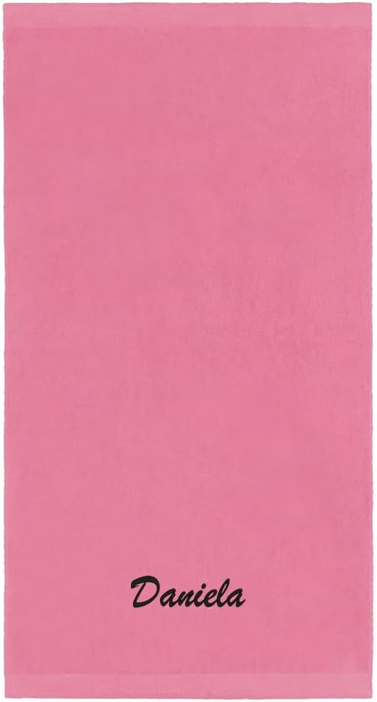 Kaufman - Personalized Velour Beach and Pool Towel 100% Cotton 30in X 60in Solid Color Bath Towel Embroidered (Pink)
