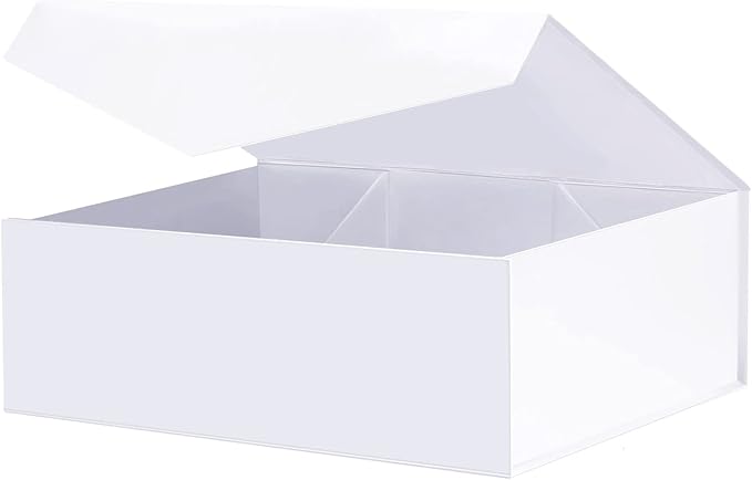 BLK&WH Magnetic Gift Box 11.5x8.1x3.8 Inches, Large White Box With Lid, Bridesmaid Proposal (Matte White)