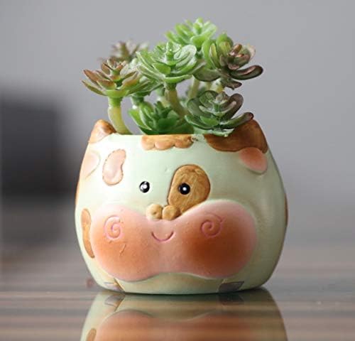 Cow Succulent Pots | Cow Planter Pots Set with Drainage | Ceramic Animal for Cacti Plant | Cute Decorative Holder for Home, Office, Windowsill | 2.7 Inch Set of 6