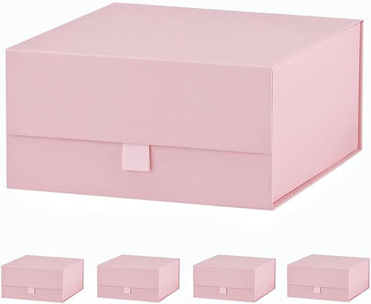 5 Pcs Pink Gift Box 8x8x4 Inches Small Gift Boxes for Presents with Magnetic Closure Lid Luxury Collapsible Gift Box Bridesmaid, Wedding, Birthday Boxs for Gift Packaging