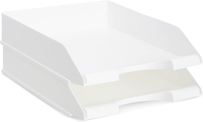 Stockroom Plus Rectangular Letter Trays - Paper Trays for Classroom - Desktop Paper Organizer & File Holder - Document Organizer for Desk Storage - Pack of 4, White, 10 x 13.5 x 2.5 in