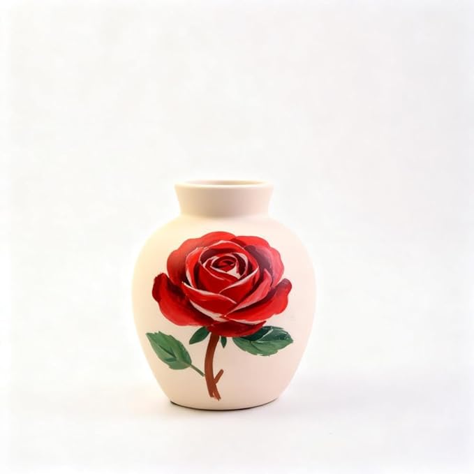 Plain Beige Ceramic Vase for DIY Painting - Customizable Handmade Pottery, Blank Canvas for Flower Arrangements, Home Decor, Wedding & Office Decoration (5L x 5W x 6H)