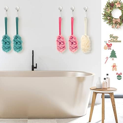 4Pack Back Scrubber for Shower, Evmliy Loofah Sponge Brush Exfoliating Body, Long Handle Scrub Brush for Shower with Loofah on a Stick for Back Use, Bathing Accessories Body Brushes (4Pack)