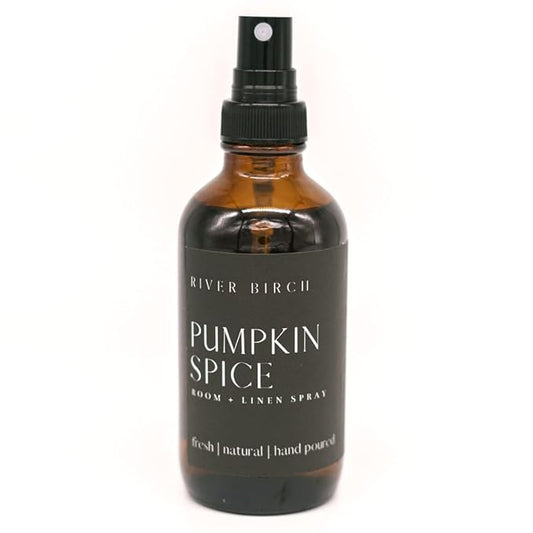 River Birch Pumpkin Spice Scented Linen and Room Spray | Home Fragrance | 4 oz Glass Amber Bottle | Luxury Signature Scent | Handmade in Texas