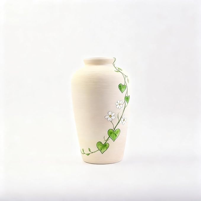 Plain Beige Ceramic Vase for DIY Painting - Customizable Handmade Pottery, Blank Canvas for Flower Arrangements, Home Decor, Wedding & Office Decoration (6.18L x 6.18W x 11H)