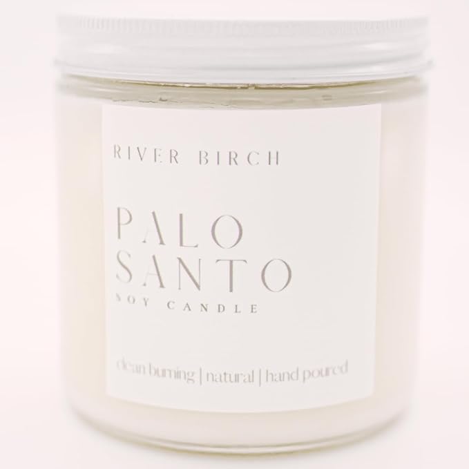 River Birch Candles Palo Santo Scented Candle | Premium, All-Natural, Non-Toxic, Soy Candles | 16oz 90 Hr Burn Time | Cozy Relaxing Gifts for Home