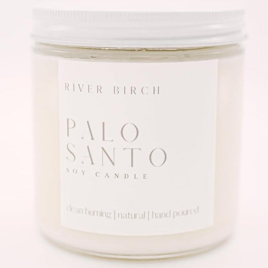 River Birch Candles Palo Santo Scented Candle | Premium, All-Natural, Non-Toxic, Soy Candles | 16oz 90 Hr Burn Time | Cozy Relaxing Gifts for Home