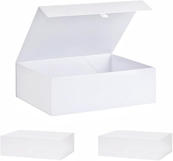 Extra Large White Gift Box 3 Pack 16.5x14x5.5 Inches,Gift Boxs for Presents with Lid Magnetic Closure Collapsible,Bridesmaid Proposal Box,Birthday, Christmas,for Clothes and Large Gifts