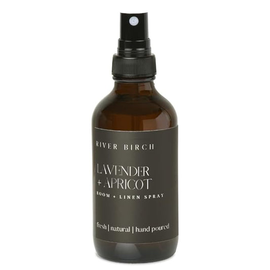 River Birch Lavender Apricot Scented Linen and Room Spray | Home Fragrance | 4 oz Glass Amber Bottle | Luxury Signature Scent | Handmade in Texas