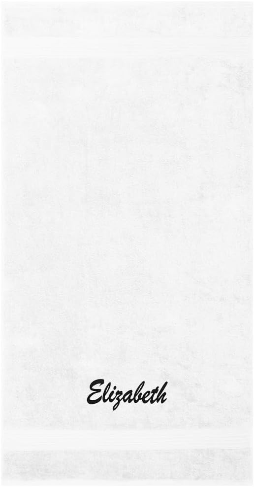 Kaufman - Personalized Velour Beach and Pool Towel 100% Cotton 30in X 60in Solid Color Bath Towel Embroidered (White)