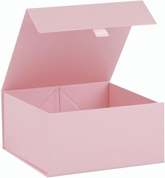 Pink Gift Box 8x8x4 Inches Small Gift Boxes for Presents with Magnetic Closure Lid Luxury Collapsible Gift Box Bridesmaid, Wedding, Birthday Boxs for Gift Packaging
