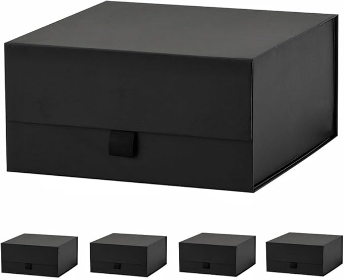 5 Pcs Black Gift Box 8x8x4 Inches Small Gift Boxes for Presents with Magnetic Closure Lid Luxury Collapsible Gift Box Bridesmaid, Wedding, Birthday Boxs for Gift Packaging