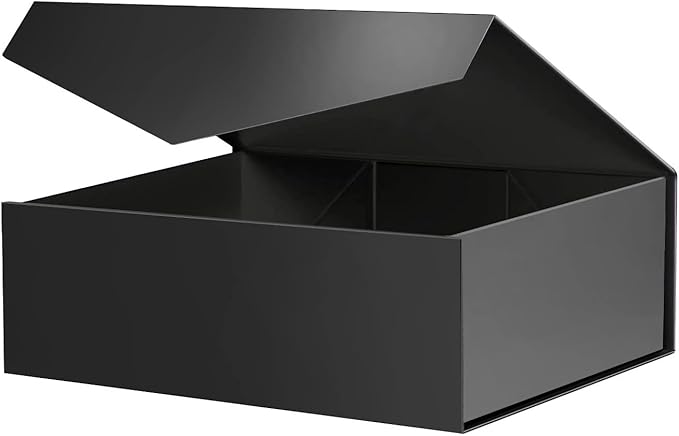 BLK&WH Gift Box - 11.5x8.1x3.8 Inches, Black, Large, Magnetic Groomsman Box (Matte Black)