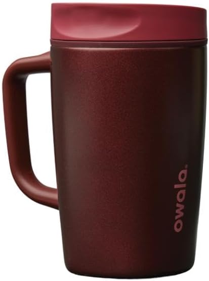 Owala SmoothSip Slider Stainless Steel Insulated Travel Mug with handle, 100% Leak Proof, For Hot and Cold Drinks, Travel Friendly with Sliding Lock Lid, 12oz, BPA Free, Leak Proof, Black Cherry
