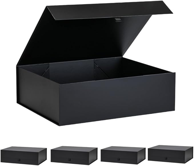 Extra Large Black Gift Box 5 Pack 19x16x6 Inches,Gift Boxs for Presents with Lid Magnetic Closure Collapsible,Groomsman Proposal Box,Birthday, Christmas,for Clothes and Large Gifts