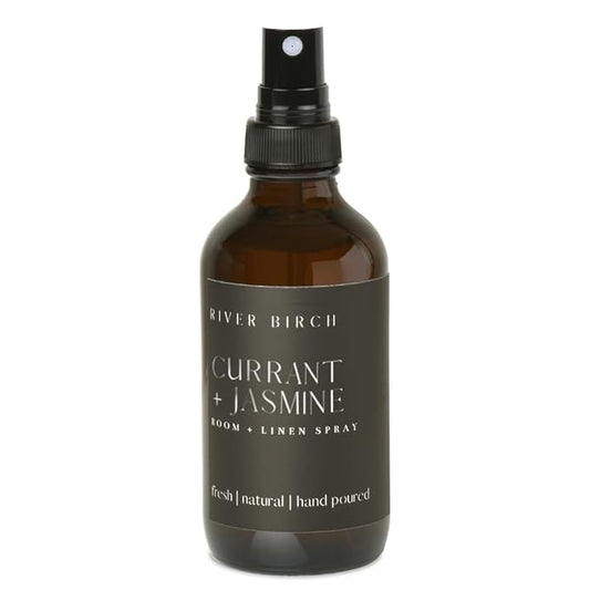 River Birch Currant + Jasmine Scented Linen and Room Spray | Home Fragrance | 4 oz Glass Amber Bottle | Luxury Signature Scent | Handmade in Texas