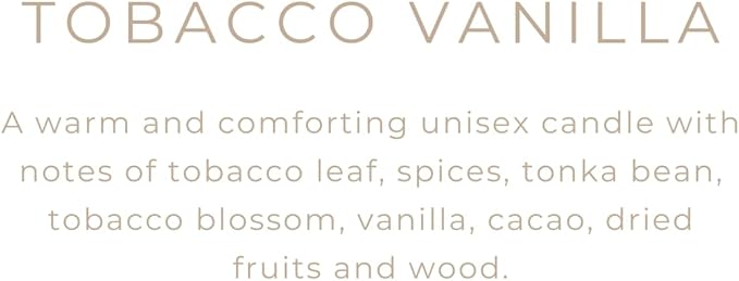 River Birch Candles Tobacco Vanilla Scented Candle | Premium, All-Natural, Non-Toxic, Soy Candles | 16oz 90 Hr Burn Time | Cozy Relaxing Gifts for Home