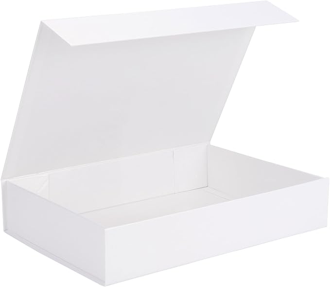 Ditwis 11.5x8.5x2.3 Inches Gift Box with Magnetic Closure Lid, White Magnetic Box for Wedding, Groomsmen Bridesmaid Proposal, Birthdays, Mother's Day, 1 Pack