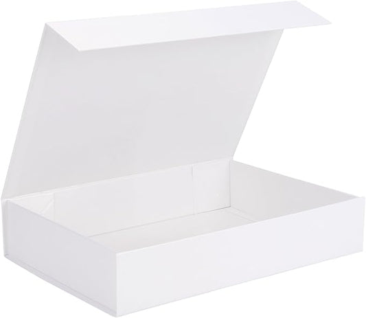 Ditwis 11.5x8.5x2.3 Inches Gift Box with Magnetic Closure Lid, White Magnetic Box for Wedding, Groomsmen Bridesmaid Proposal, Birthdays, Mother's Day, 1 Pack