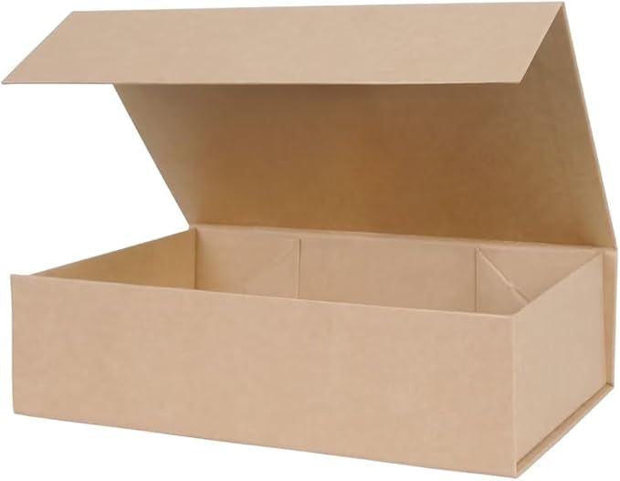 Aimyoo Brown Collapsible Gift Box with Magnetic Closure Lids 10.5x7x3 in, Bridesmaid Groomsman Proposal Boxes, Rectangle Storage Box 1 Pack