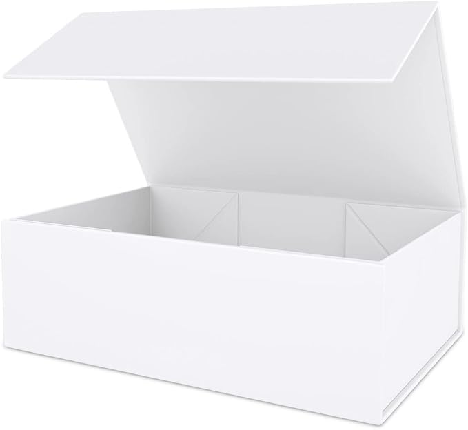 White Gift Box 12" x 6" x 4" with Magnetic Closure Lid Gifts Boxe for Presents,Bridesmaid Gifts Boxes,Cute Box,Birthday Gift Boxe,Luxury for Gifts Packaging, Magnetic Gift Boxes for Wrapping Gifts (White)