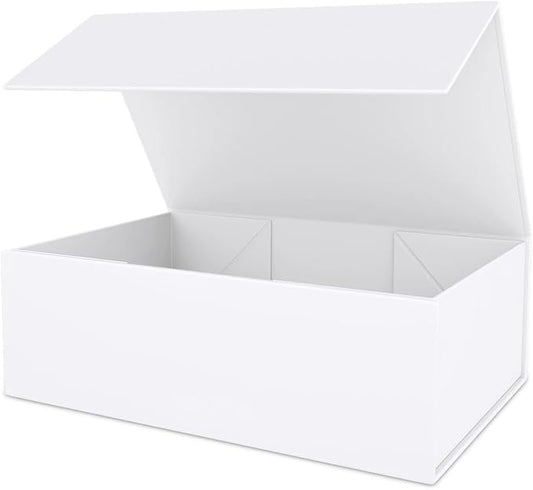 White Gift Box 12" x 6" x 4" with Magnetic Closure Lid Gifts Boxe for Presents,Bridesmaid Gifts Boxes,Cute Box,Birthday Gift Boxe,Luxury for Gifts Packaging, Magnetic Gift Boxes for Wrapping Gifts (White)