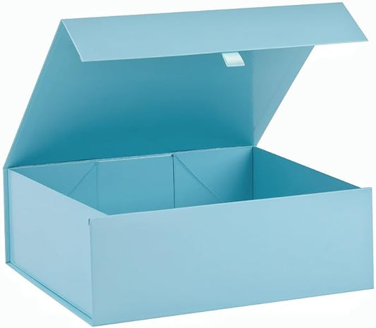Large Gift Box 13.5x11.8x4.7 Inches, Blue Gift Boxes for Presents with Magnetic Closure Lid, Luxury Gift Box Rectangle Collapsible Boxes for Gift Packaging