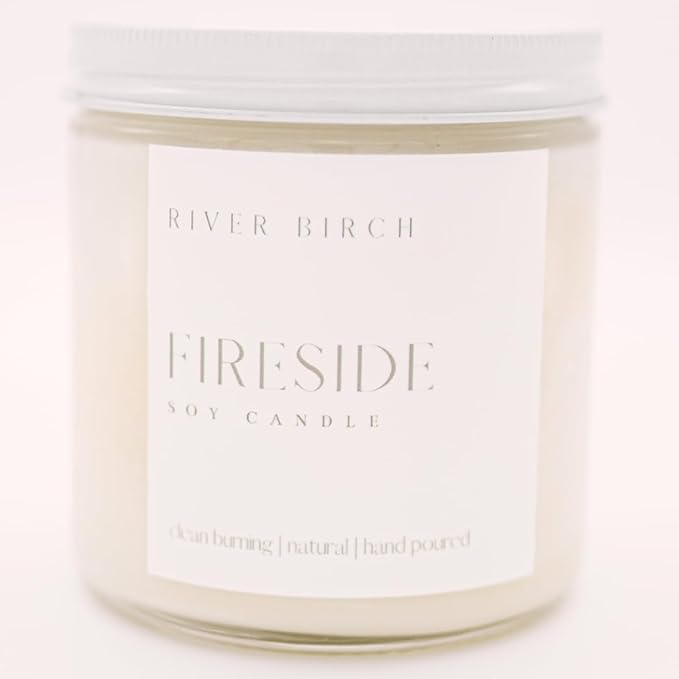 River Birch Candles Fireside Scented Candle | Premium, All-Natural, Non-Toxic, Soy Candles | 16oz 90 Hr Burn Time | Cozy Relaxing Gifts for Home