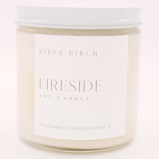River Birch Candles Fireside Scented Candle | Premium, All-Natural, Non-Toxic, Soy Candles | 16oz 90 Hr Burn Time | Cozy Relaxing Gifts for Home