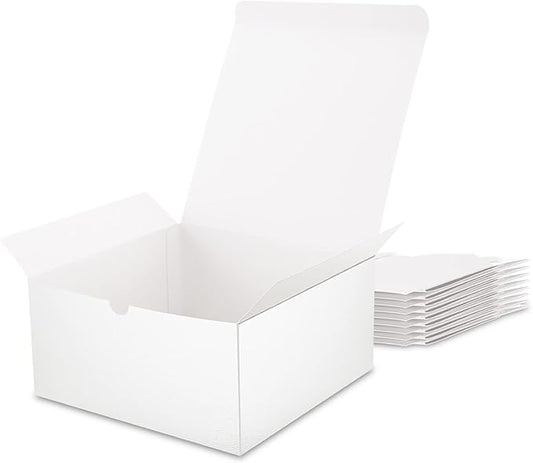 10 Gift Boxes 8x8x4 Inches Gift Boxes with Lids for All Occasion Bridesmaid Proposal Box, White Gift Box Bulk for Light Weight Gifts, Crafting
