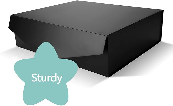 5 Extra Large Gift Boxes with Lids, 16.3x14.2x5 Inches, Black Groomsmen Magnetic Gift Boxes for Clothes and Large Gifts (Matte Black)