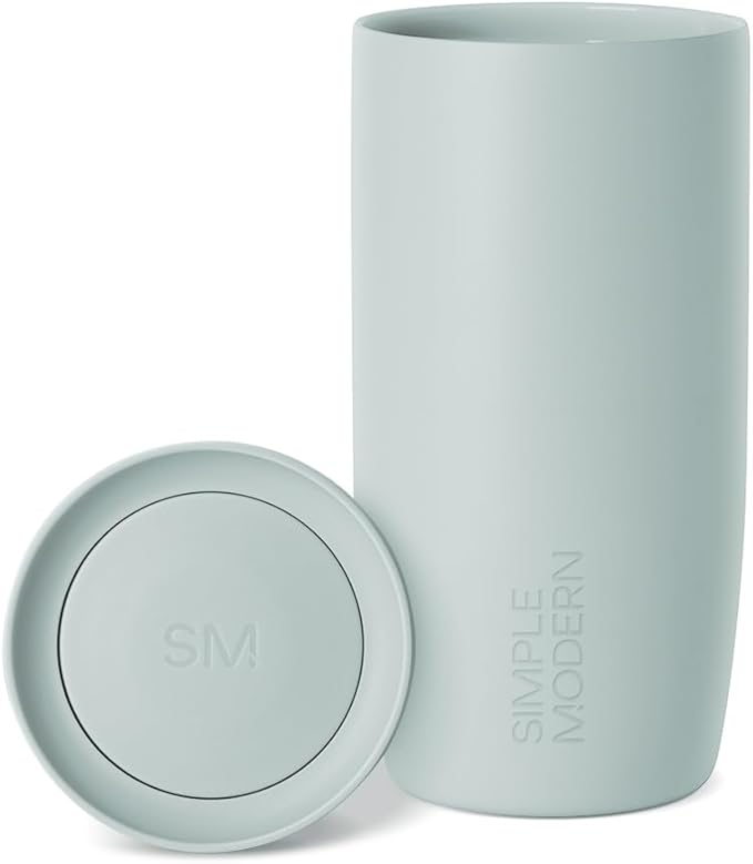 Simple Modern Travel Coffee Mug Tumbler with 360° Lid | Ceramic-Lined Insulated Stainless Steel Cold Brew Iced Coffee Cup | Gifts for Women Men Her Him | Voyager Signature | 16oz | Sea Glass Sage