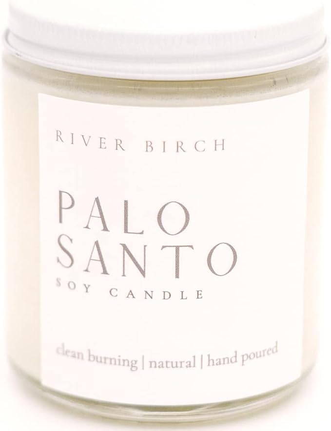 River Birch Candles Palo Santo Scented Candle | Premium, All-Natural, Non-Toxic, Soy Candles | 8.5oz 40 Hr Burn Time | Cozy Relaxing Gifts for Home