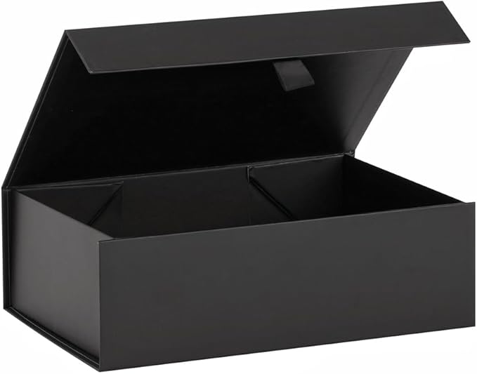 Black Gift Box for Presents 10.8x7.5x3.5 Inches Magnetic Gift Boxes with Lid Luxury Gift Box for Rectangle Collapsible for Bridesmaid, Wedding, Birthday Gift Packging