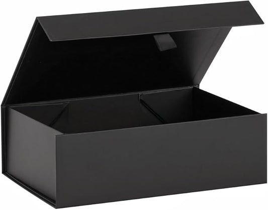 Black Gift Box for Presents 10.8x7.5x3.5 Inches Magnetic Gift Boxes with Lid Luxury Gift Box for Rectangle Collapsible for Bridesmaid, Wedding, Birthday Gift Packging