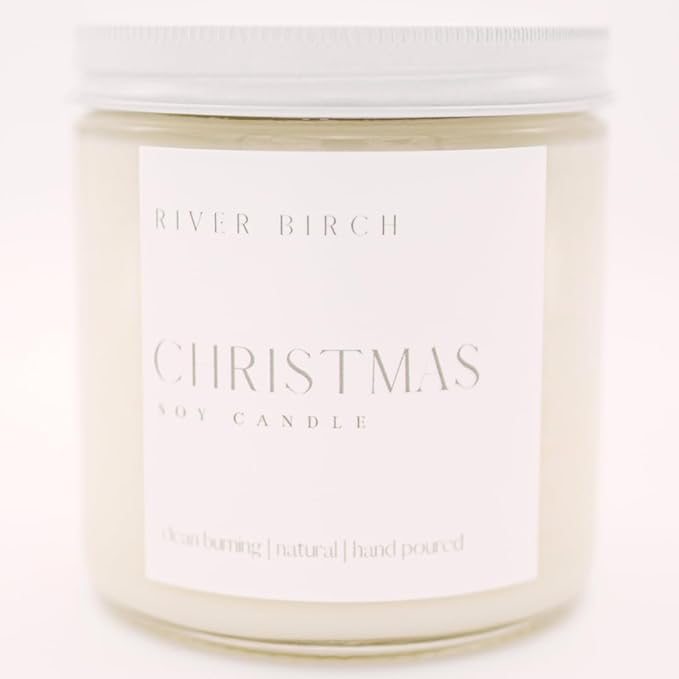 River Birch Candles Christmas Scented Candle | Premium, All-Natural, Non-Toxic, Soy Candles | 16oz 90 Hr Burn Time | Cozy Relaxing Gifts for Home