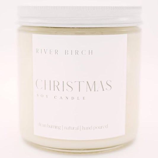 River Birch Candles Christmas Scented Candle | Premium, All-Natural, Non-Toxic, Soy Candles | 16oz 90 Hr Burn Time | Cozy Relaxing Gifts for Home