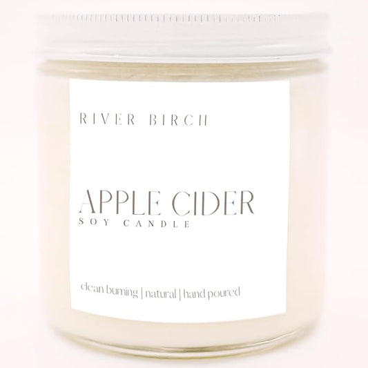 River Birch Candles Apple Cider Scented Candle | Premium, All-Natural, Non-Toxic, Soy Candles | 16oz 90 Hr Burn Time | Cozy Relaxing Gifts for Home