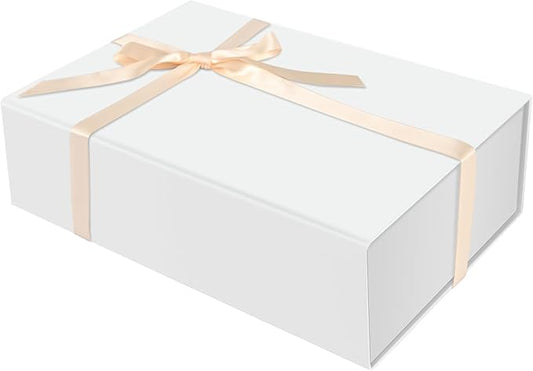 Brothersbox White Gift Box 13.8"x9.1"x4.3" Large Gift Boxes for Presents with Magnetic Lid, Ribbon, Collapsible Boxes for Gift Packaging Mother's Day Christmas Birthday Wedding