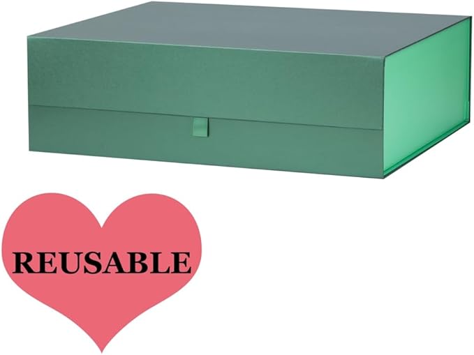 Extra Large Green Gift Box 3 Pack 19x16x6 Inches,Gift Boxs for Presents with Lid Magnetic Closure Collapsible,Groomsman Proposal Box,Birthday, Christmas,for Clothes and Large Gifts