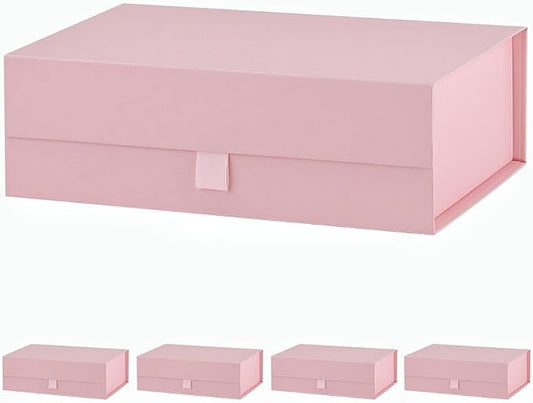 5 Pcs Pink Gift Box for Presents 10.8x7.5x3.5 Inches Magnetic Gift Boxes with Lid Luxury Gift Box for Rectangle Collapsible for Bridesmaid, Wedding, Birthday Gift Packging