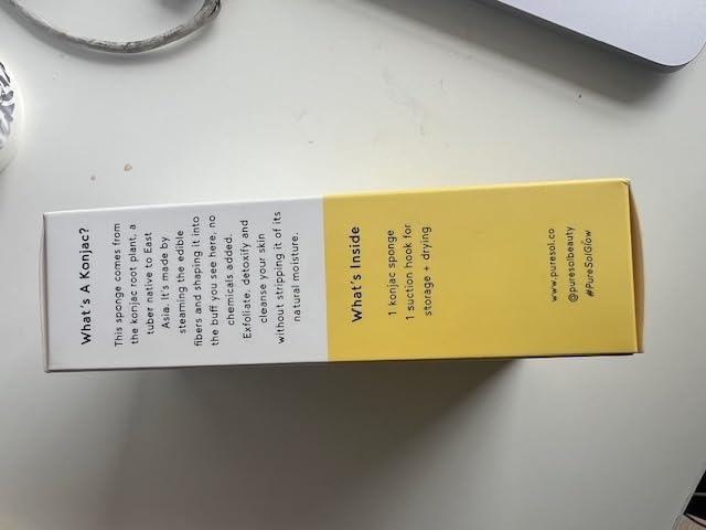 Pure SOL. Konjac Exfoliating Bath Sponge - Turmeric Exfoliating Sponge – Konjac Sponge for Brightening - Deep Cleansing, Clean Pores, Remove Impurities - 100% Natural and Good for All Skin Types