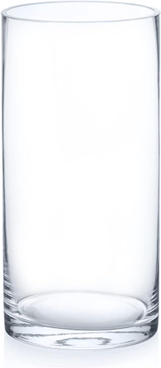 Enova Floral Cylinder Glass Vase - 6 x 12 Inches Round Large Flower Vase, Tall Pillar Candle Holder for Floating Candles and Flowers, Wedding Centerpiece (1 Piece)