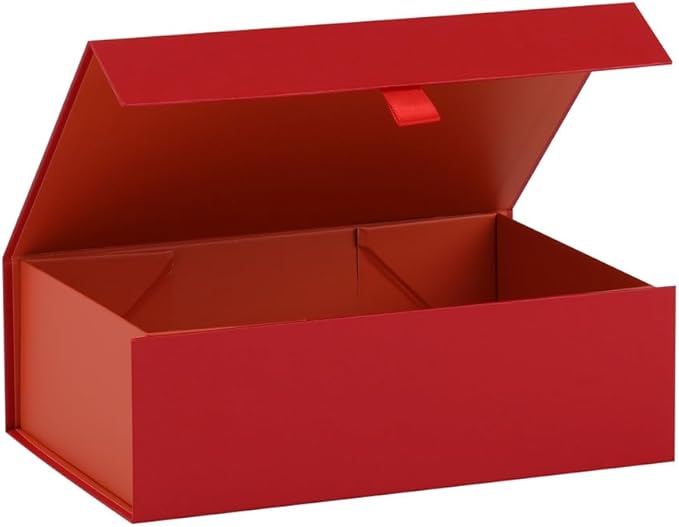 Red Gift Box for Presents 10.8x7.5x3.5 Inches Magnetic Gift Boxes with Lid Luxury Gift Box for Rectangle Collapsible for Bridesmaid, Wedding, Birthday Gift Packging