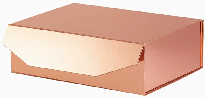 1Pcs 13x9x4 Inches Rose Gold Gift Boxes with Lids for Presents Magnetic gift box large Gift Box for Bridesmaid Proposal，Groomsman (Glossy Rose Gold)